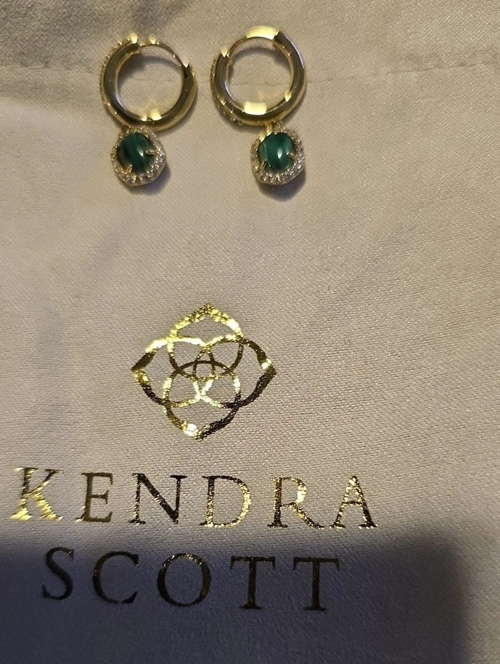 Kendra Scott Daphne Drop Earrings Green Stone Hoop Earrings